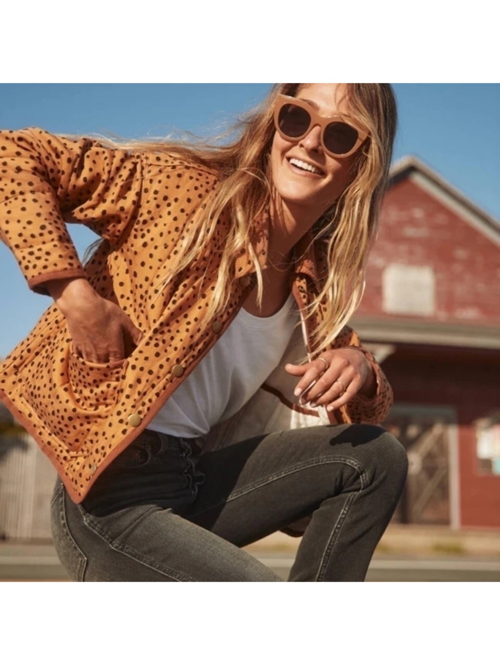 Marine Layer Johannesburg Quilted Jacket in a tan/cream cheetah print Size Small